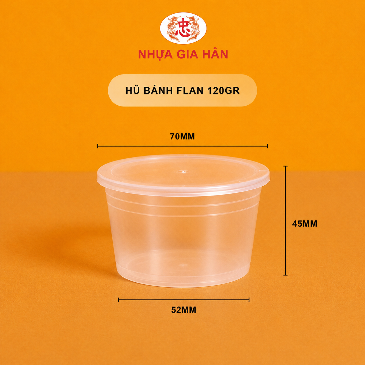 1. hình kích thước hũ flan 120gr HŨ BÁNH FLAN NHỰA PP 120GR - Ảnh 1